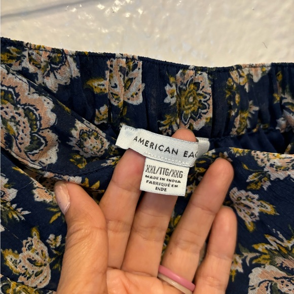 American Eagle Navy Floral Chiffon Fit and Flare Skirt XXL - Picture 9 of 11